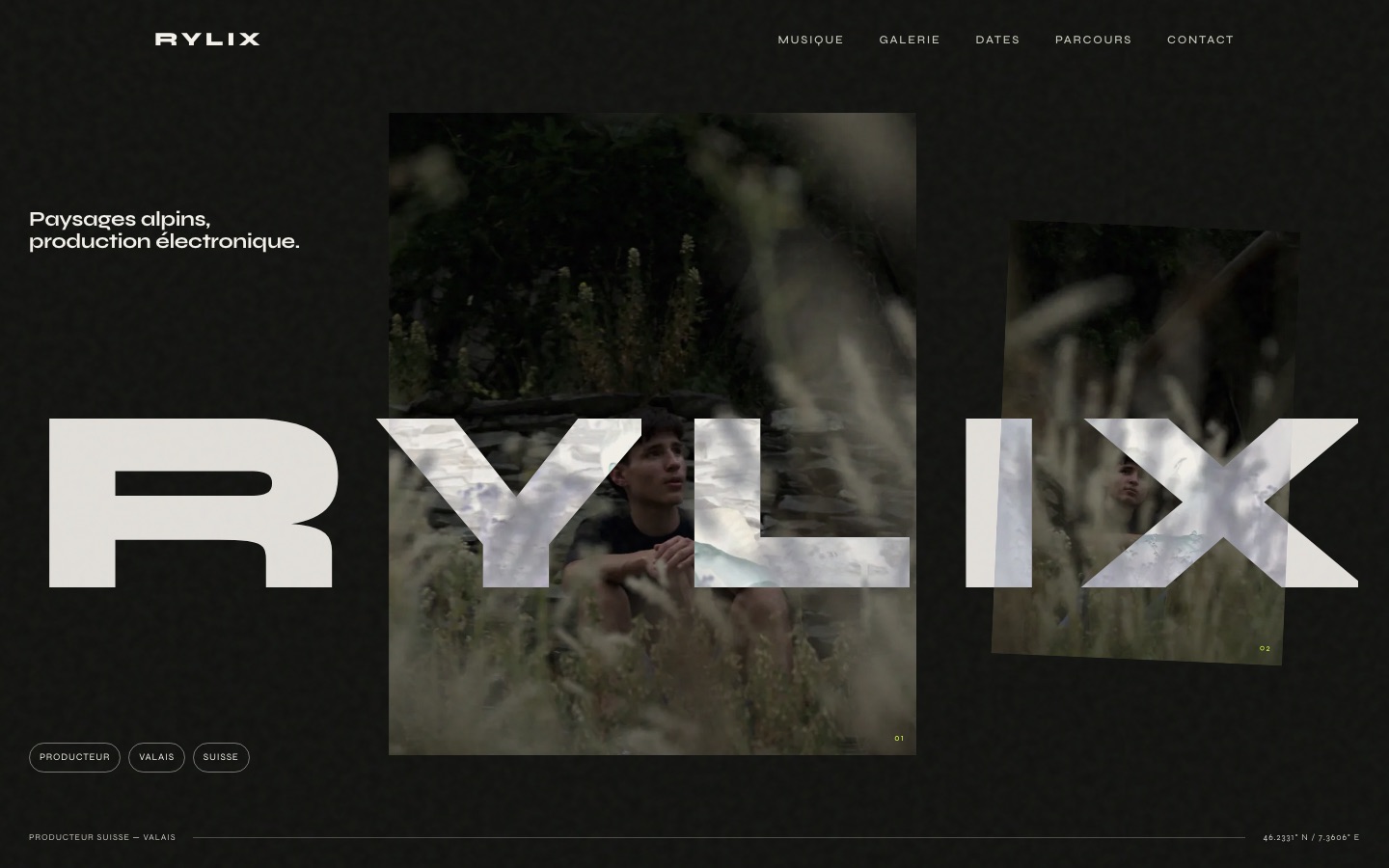 Site web de RYLIX, producteur et DJ suisse basé en Valais